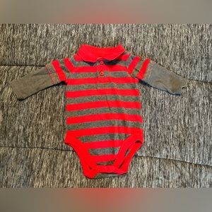 3-6 Month Granimals Red & Grey Long-Sleeve Polo Onesie